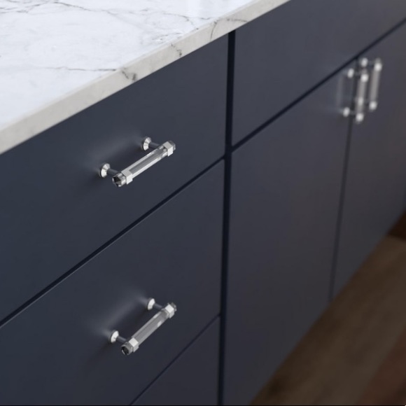 NWT Brainerd 3” Acrylic & Chrome Hexagon Cabinet or Drawer Handles 4 Pieces - Picture 2 of 5